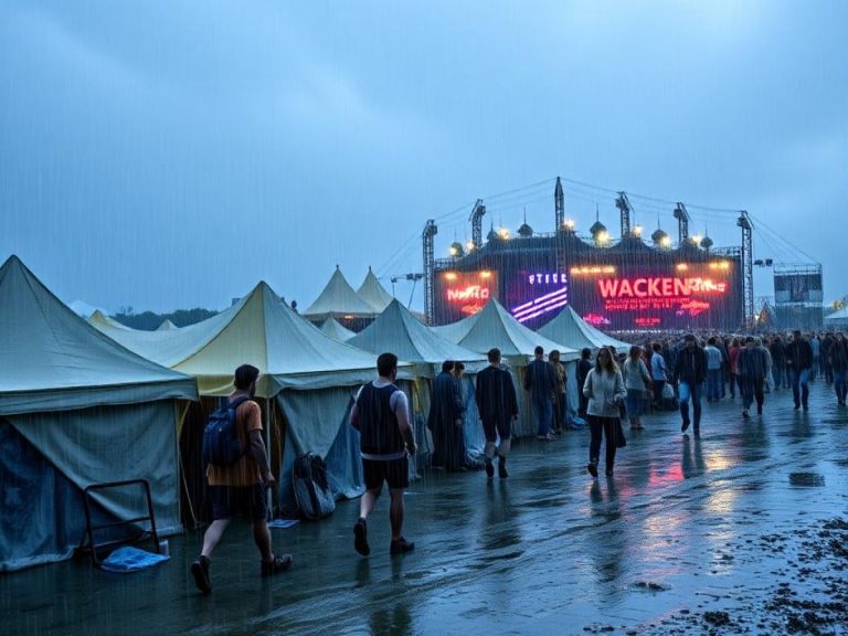 Geregnet hat es in Wacken schon oft, hier 2016.