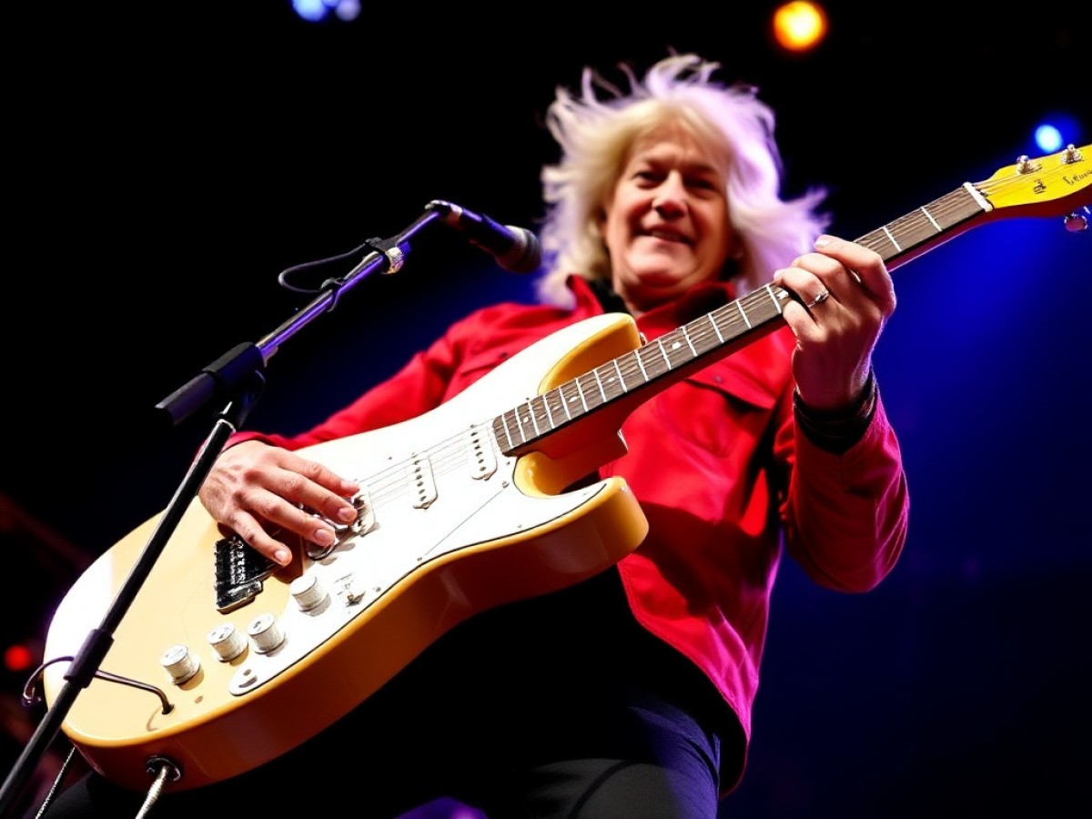 Brian May von Queen auf der Bühne des Chase Center in San Francisco, 8. November 2023.